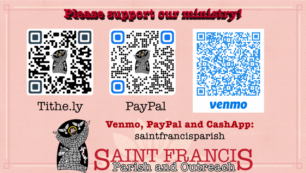 QR Codes for Donations to Saint Francis Parish and Outreach