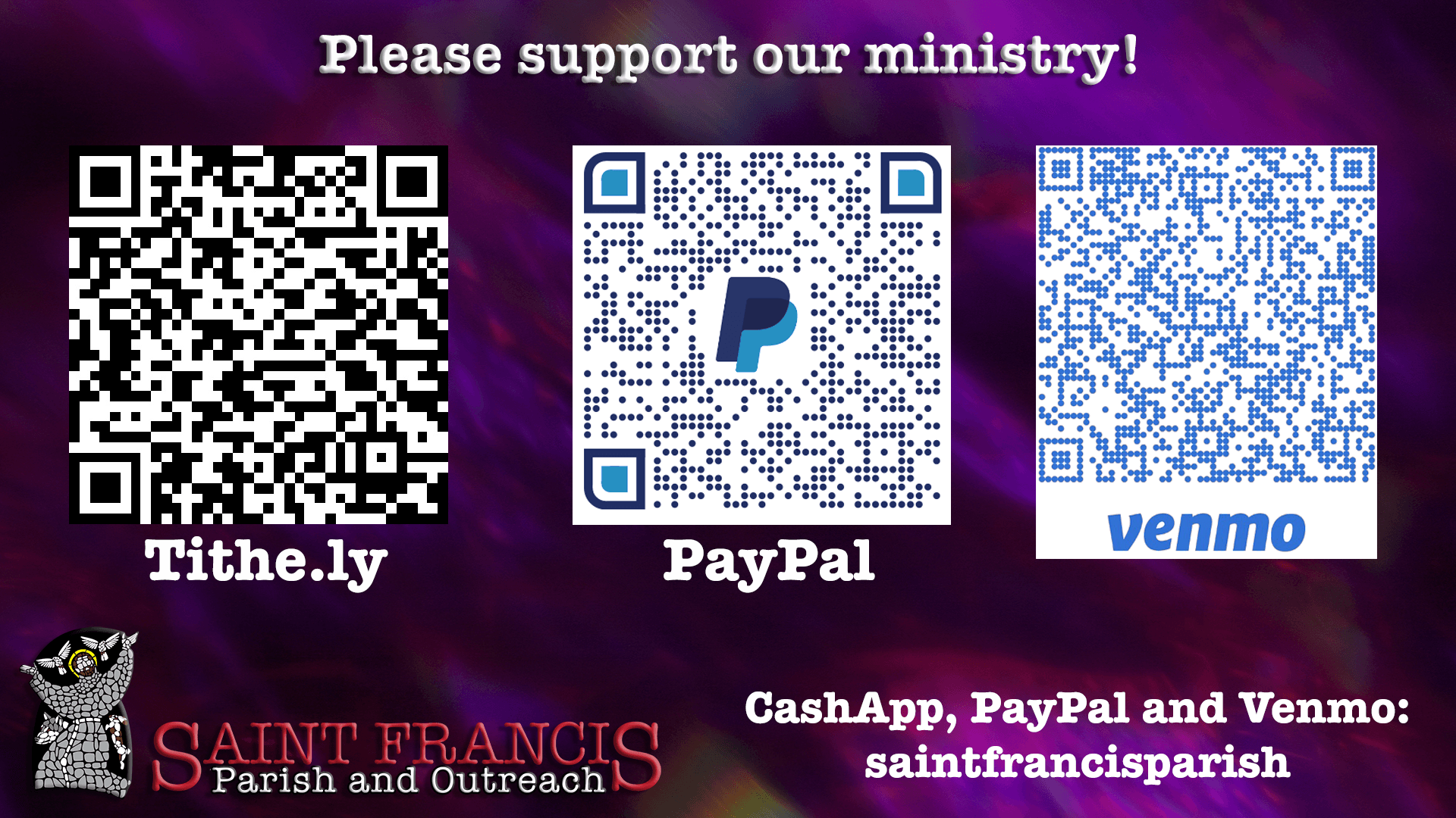 QR codes for donations to our parish