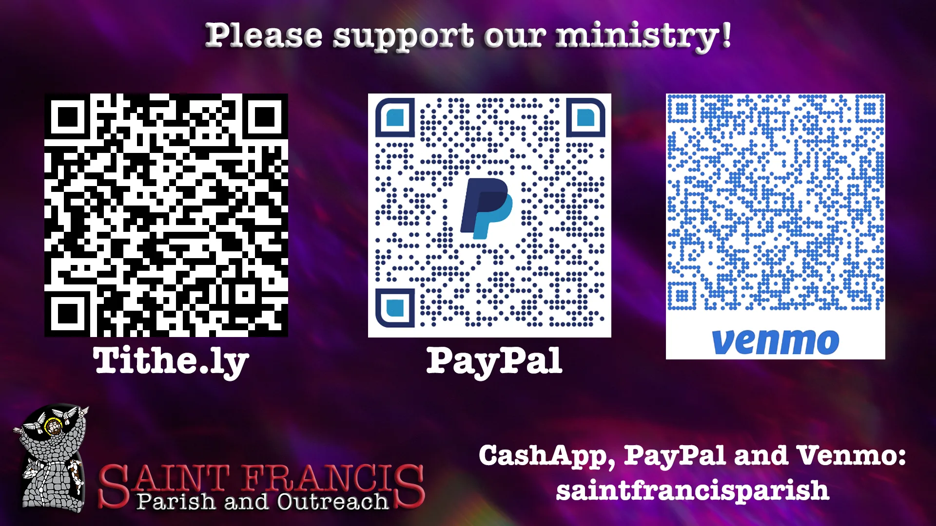 QR codes for donations to our parish