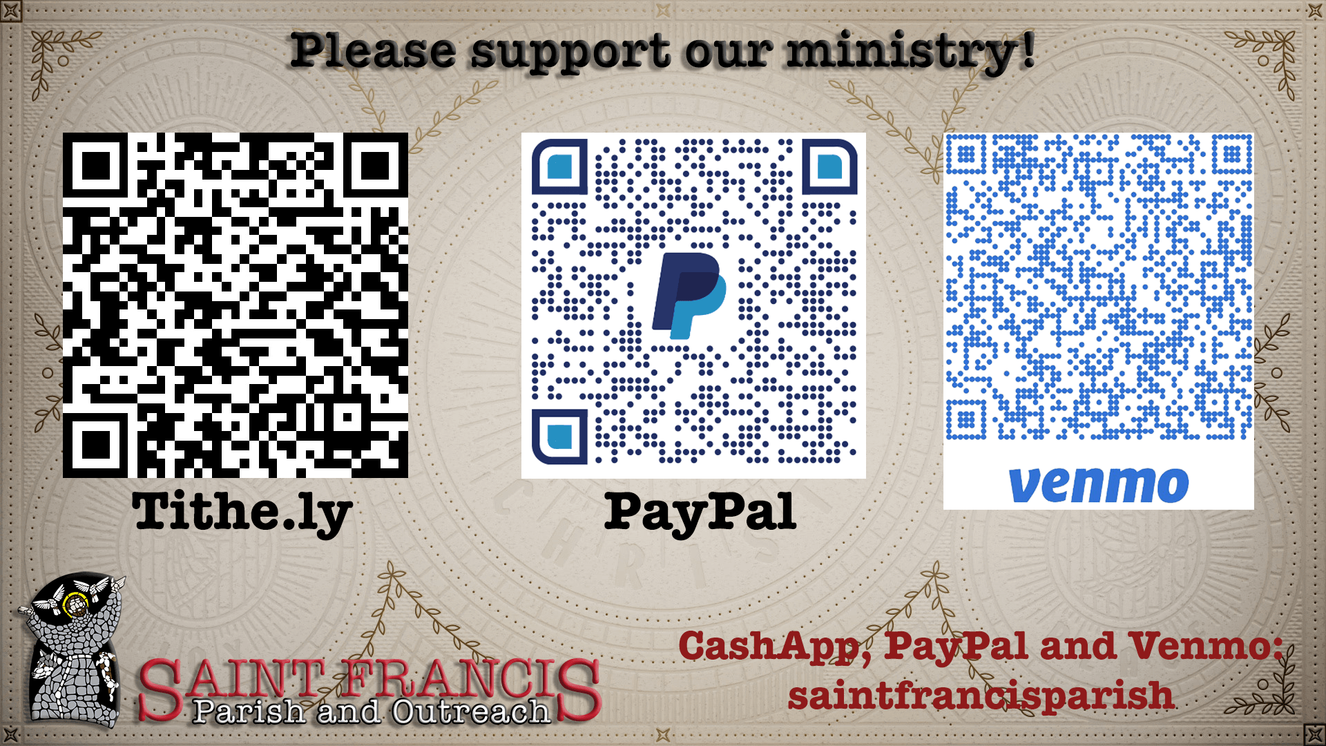 QR Codes for donating to our parish